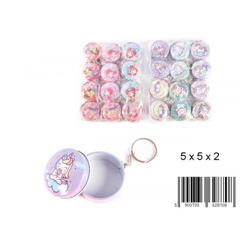 KEYRING MET UNICORN CIRCLE 5CM KOL FOL A 12 TOYS 1074B MID TOYS